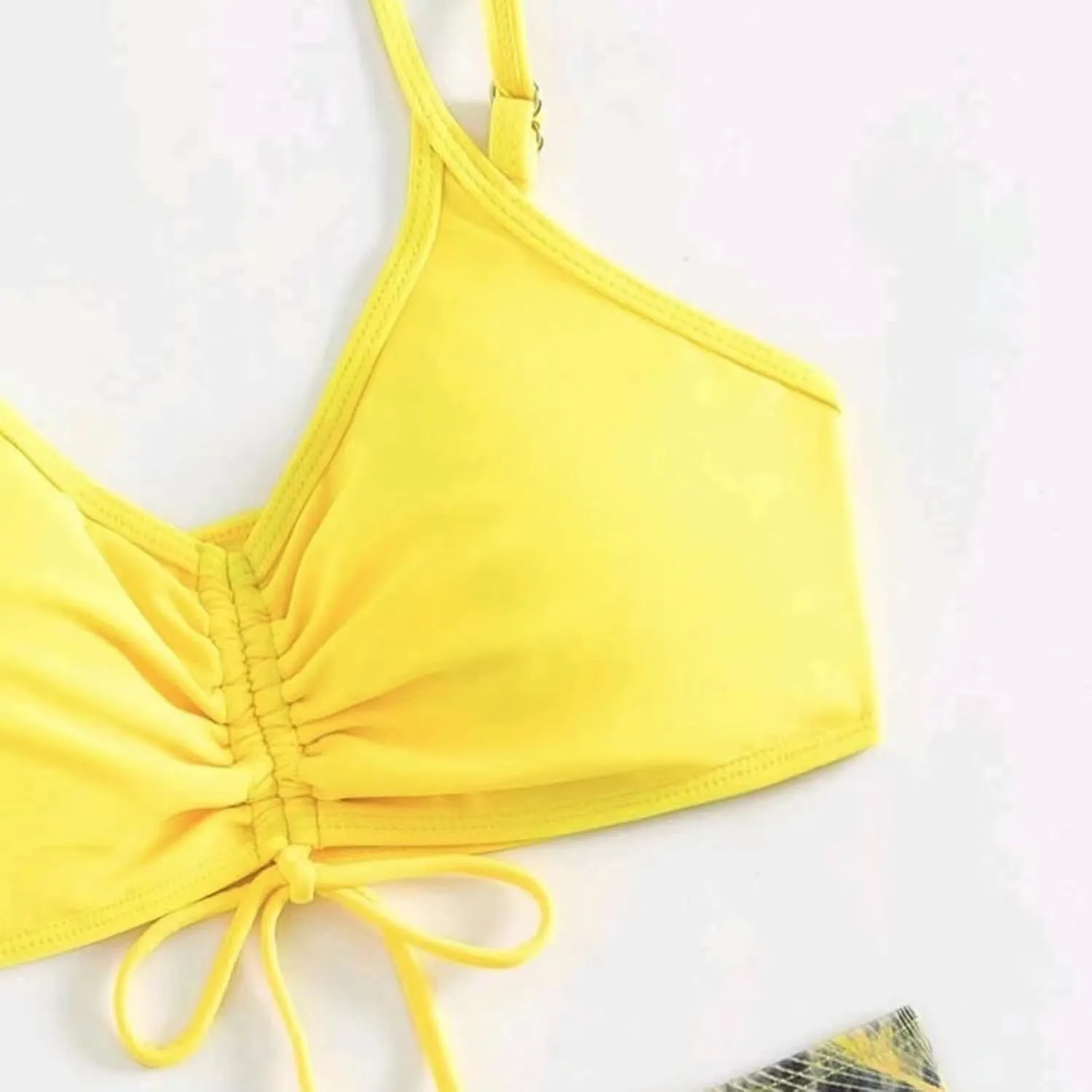 Women's Bikini Sets Spaghetti Straps Top Swimsuits High Waisted Drawstring Boyshorts Two Pieces Bathing Suits