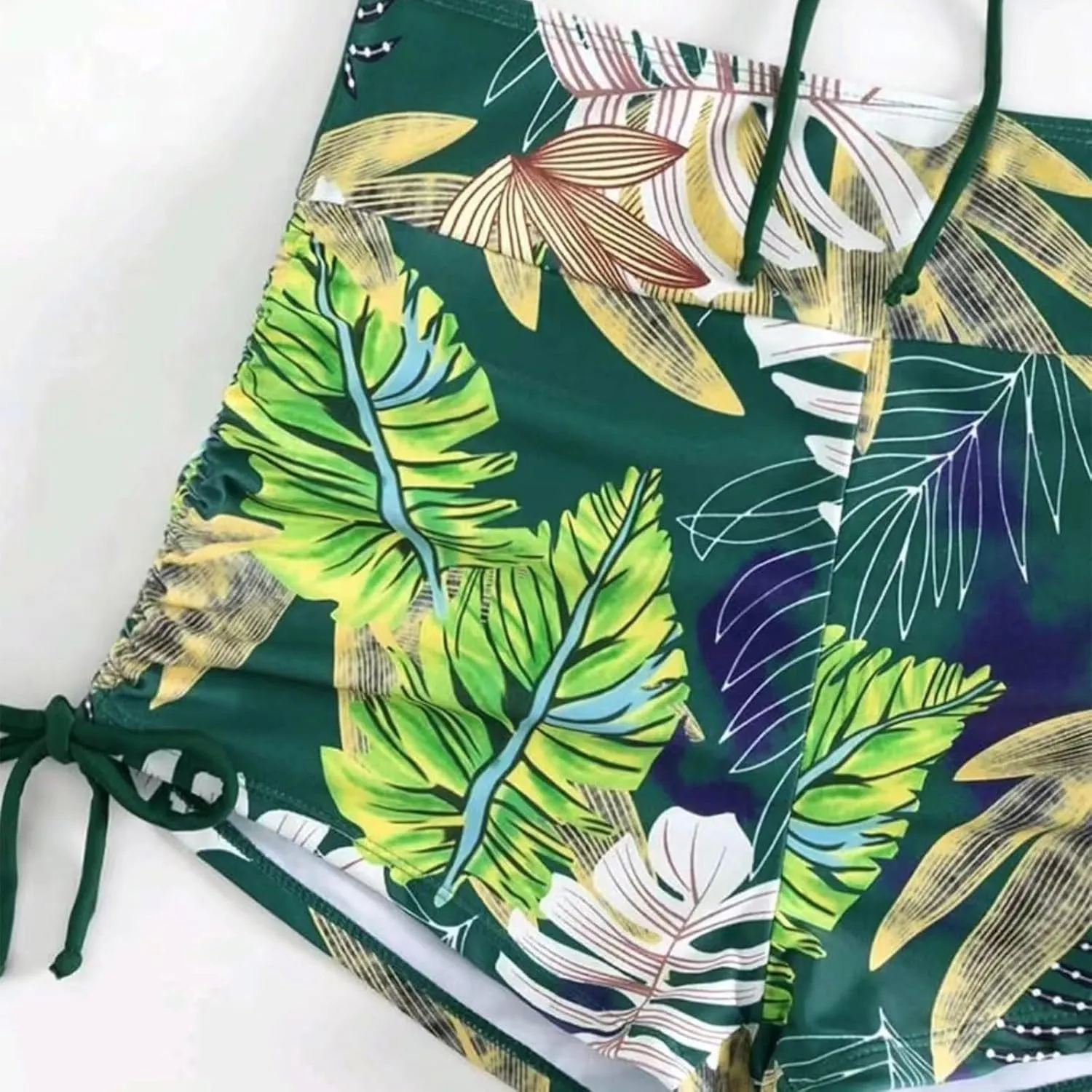 Women's Bikini Sets Spaghetti Straps Top Swimsuits High Waisted Drawstring Boyshorts Two Pieces Bathing Suits