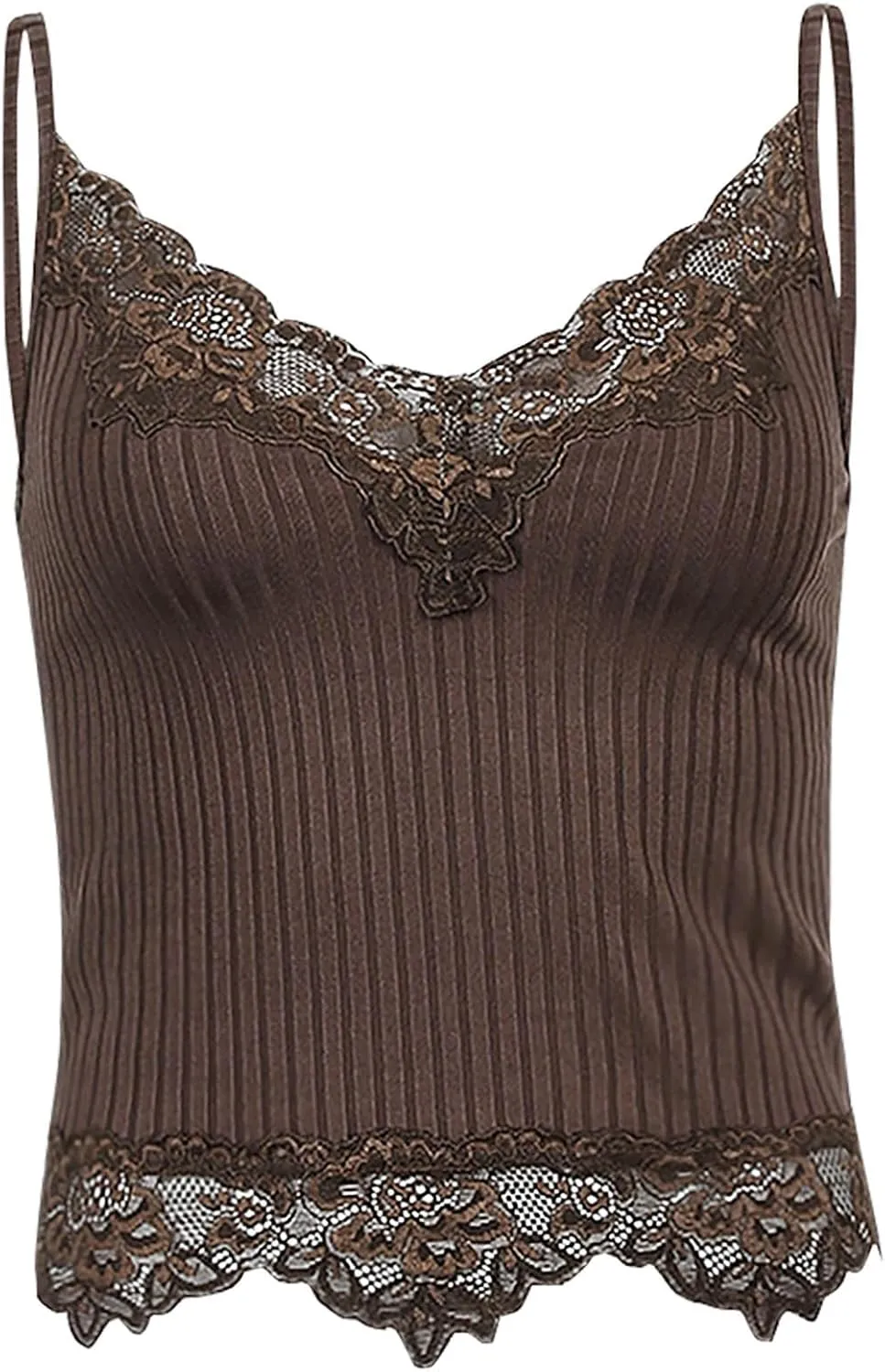 Women's Camisole Built in Bra Wireless Support Spaghetti Strap Cami Top Sexy Lace Slim Sleeveless Going Out Shirts