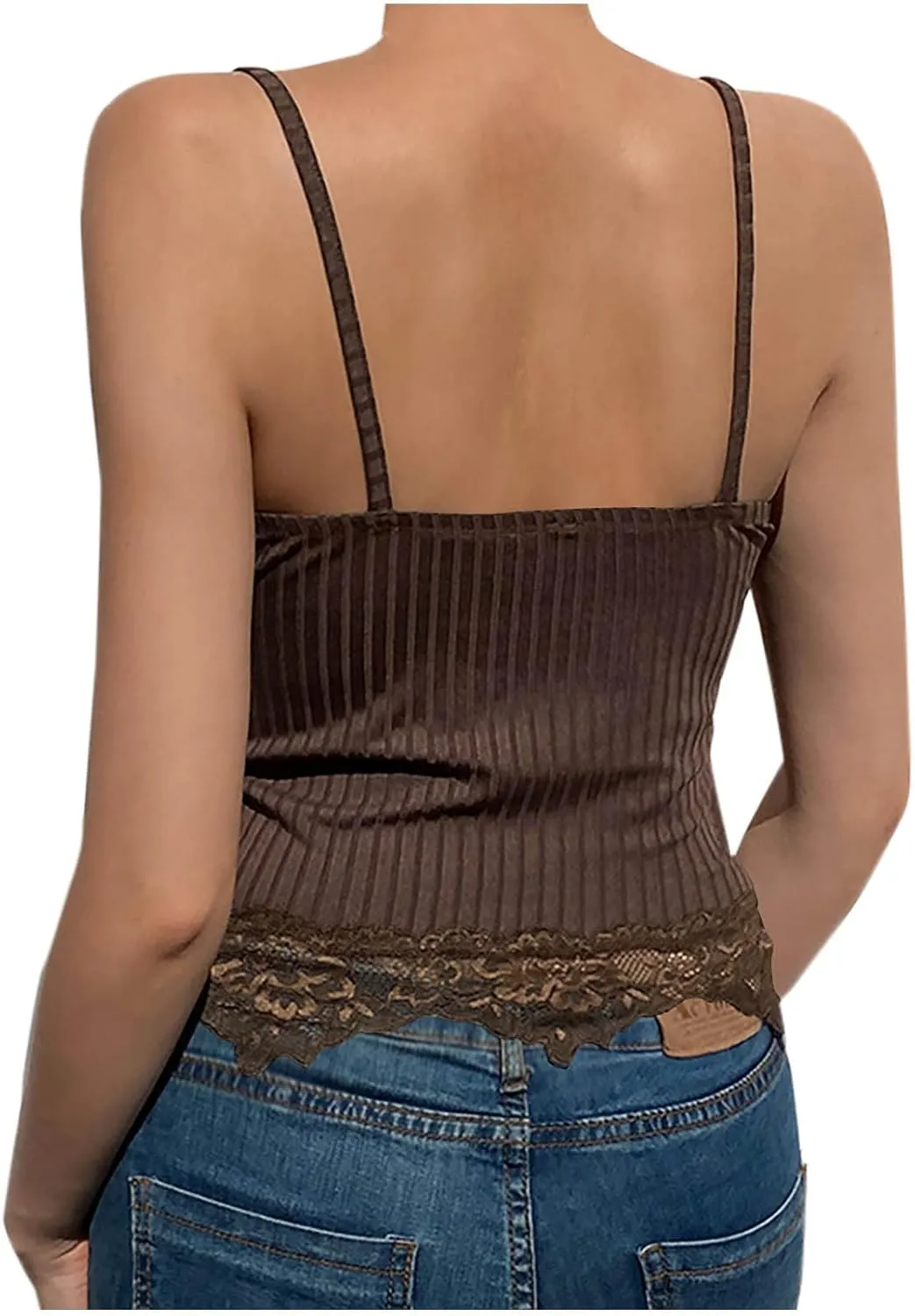 Women's Camisole Built in Bra Wireless Support Spaghetti Strap Cami Top Sexy Lace Slim Sleeveless Going Out Shirts