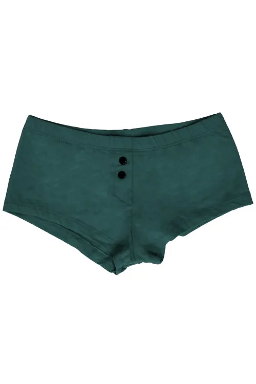 Womens Cotton Spandex Button-Up Boy Short - Deep Sea Teal