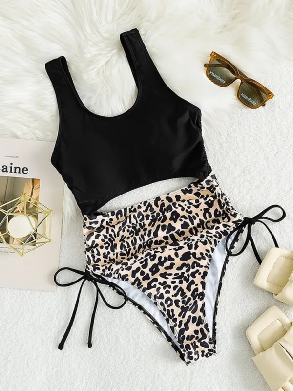 Women's Cutout Animal Print Swimsuit for Pool Parties