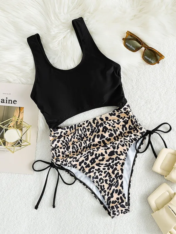 Women's Cutout Animal Print Swimsuit for Pool Parties