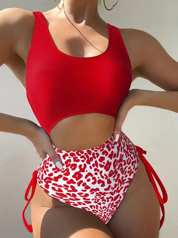 Women's Cutout Animal Print Swimsuit for Pool Parties
