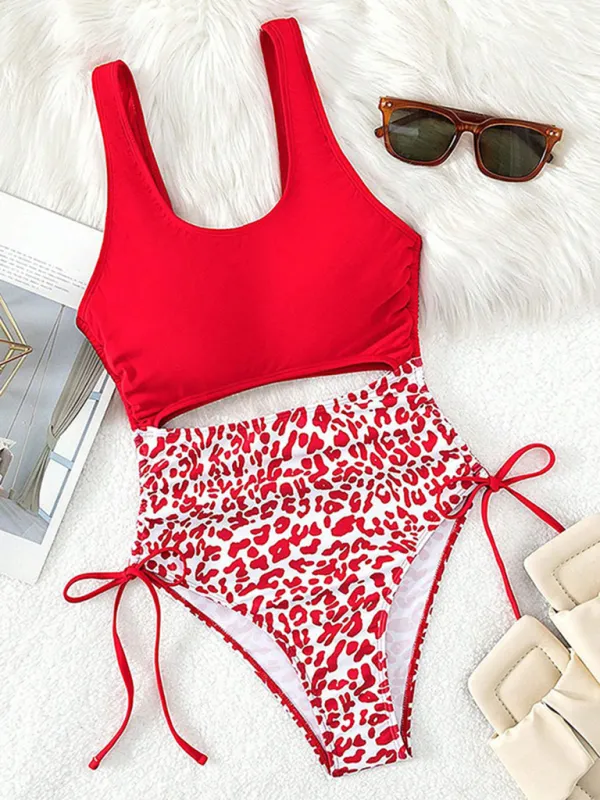Women's Cutout Animal Print Swimsuit for Pool Parties