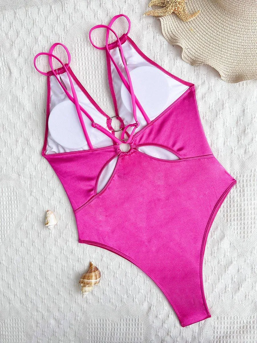 Women's Deep V-Neck One Piece Swimsuit - Sexy Beachwear GFIT