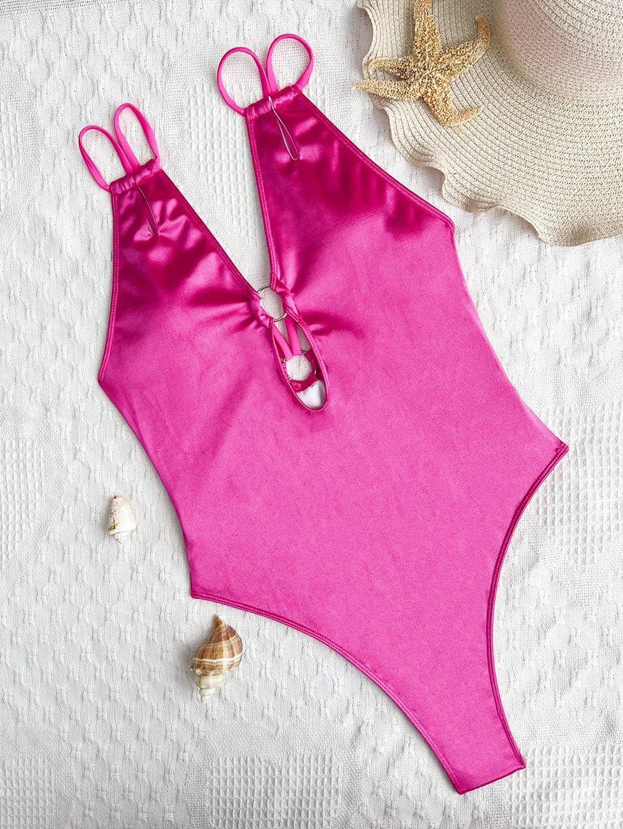 Women's Deep V-Neck One Piece Swimsuit - Sexy Beachwear GFIT