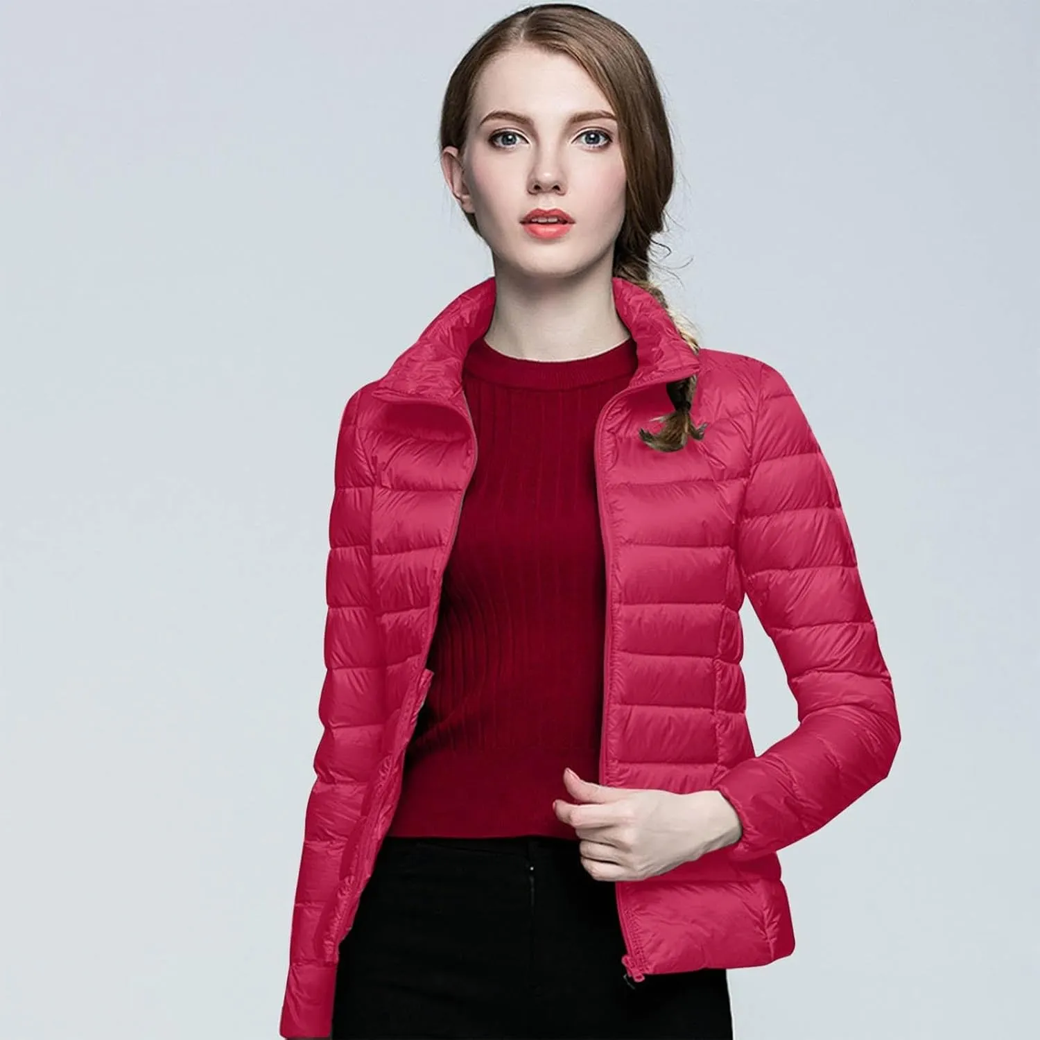 Women's Down Jacket Hooded Windproof Puffer Coat Packable Warm Winter Jacket Lightweight Ladies Parka Dowm Jacket Autumn