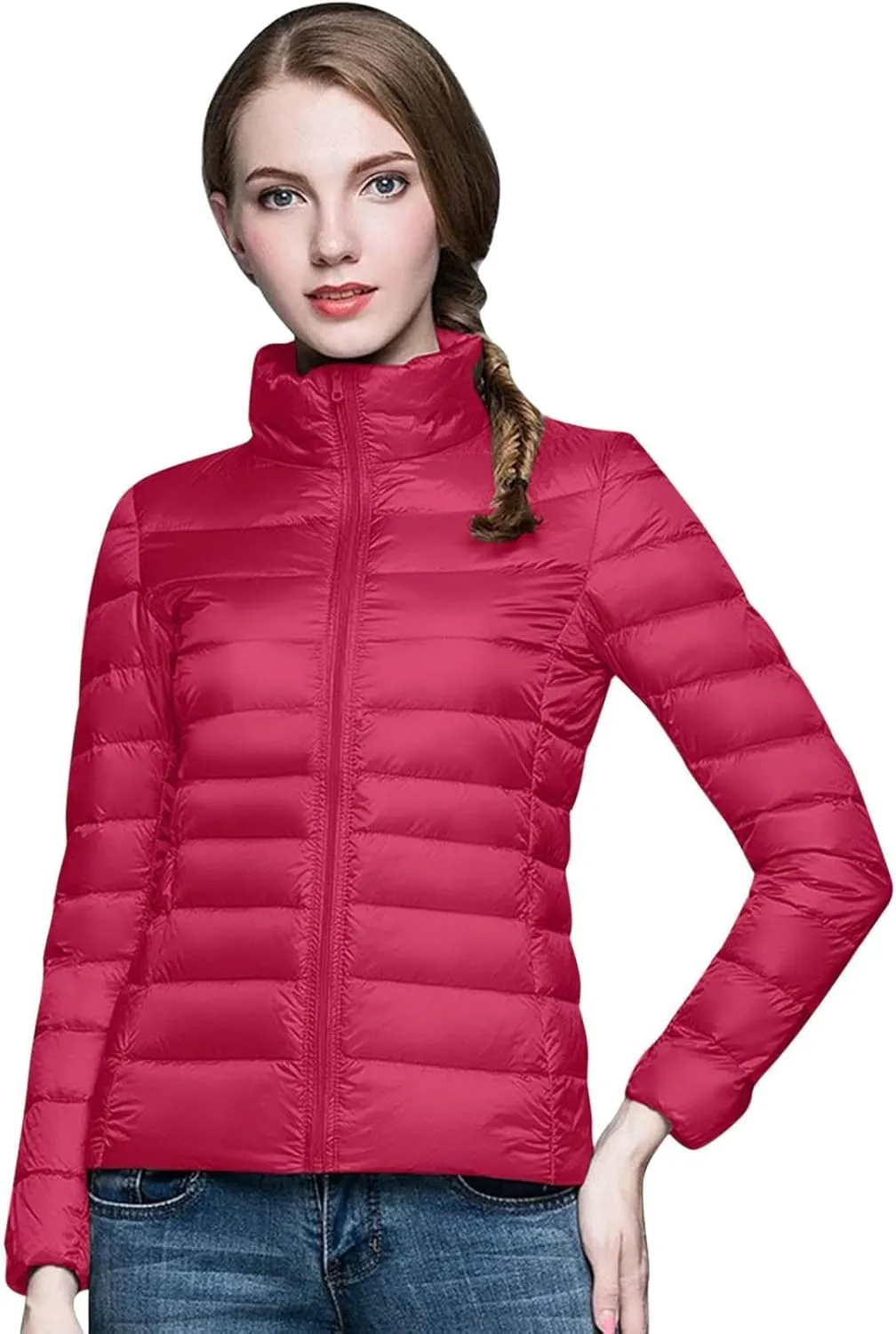 Women's Down Jacket Hooded Windproof Puffer Coat Packable Warm Winter Jacket Lightweight Ladies Parka Dowm Jacket Autumn