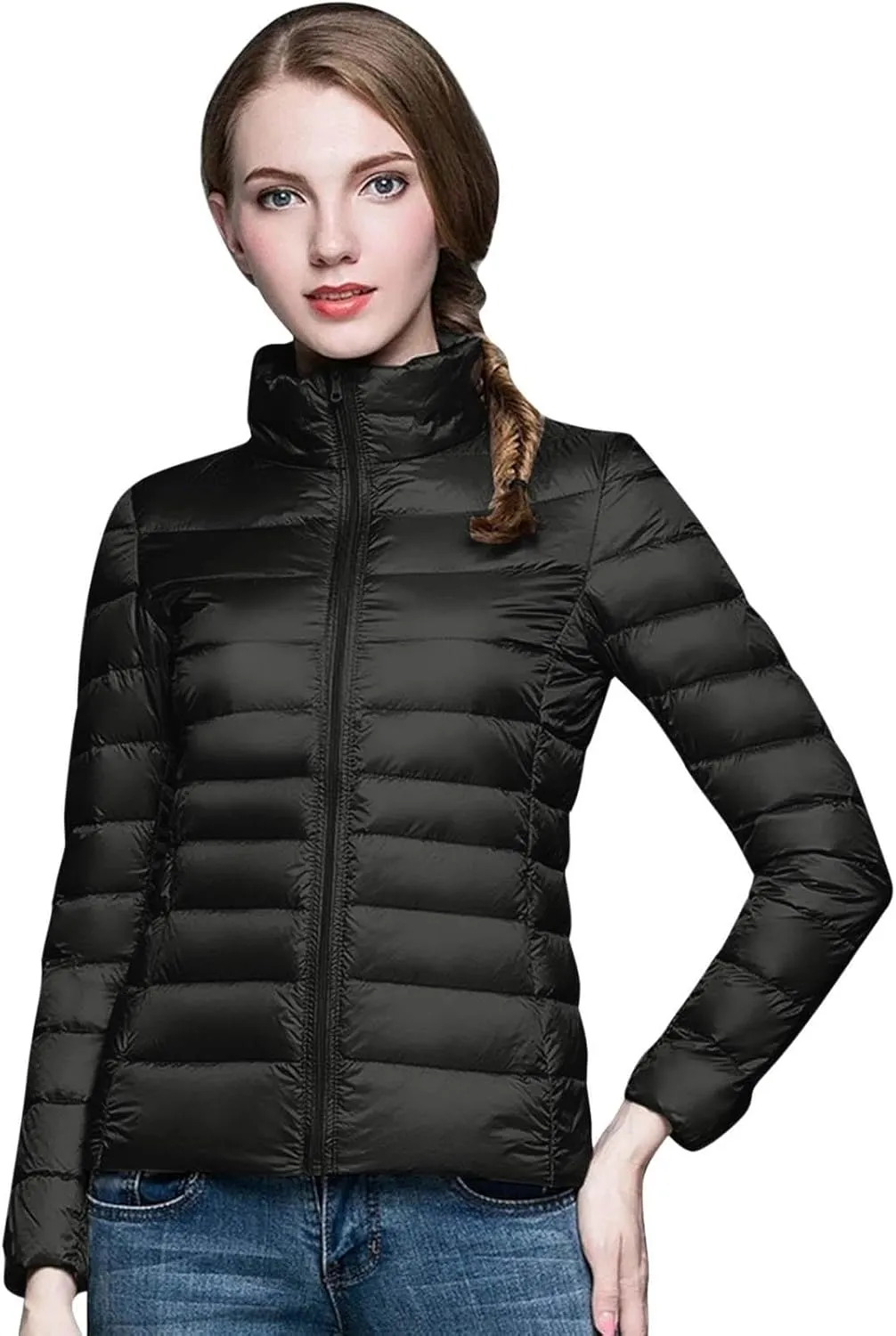 Women's Down Jacket Hooded Windproof Puffer Coat Packable Warm Winter Jacket Lightweight Ladies Parka Loose Fit Dowm Jacket