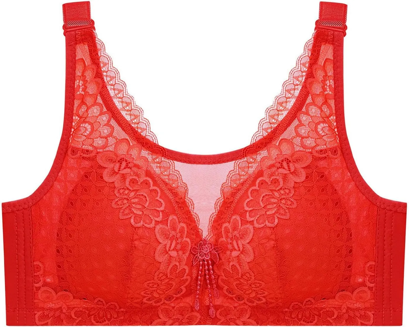 Women's Floral Lace Bras No Underwire Push Up Deep V Full Coverage Bralettes Lightweight Comfortable Daily Bra