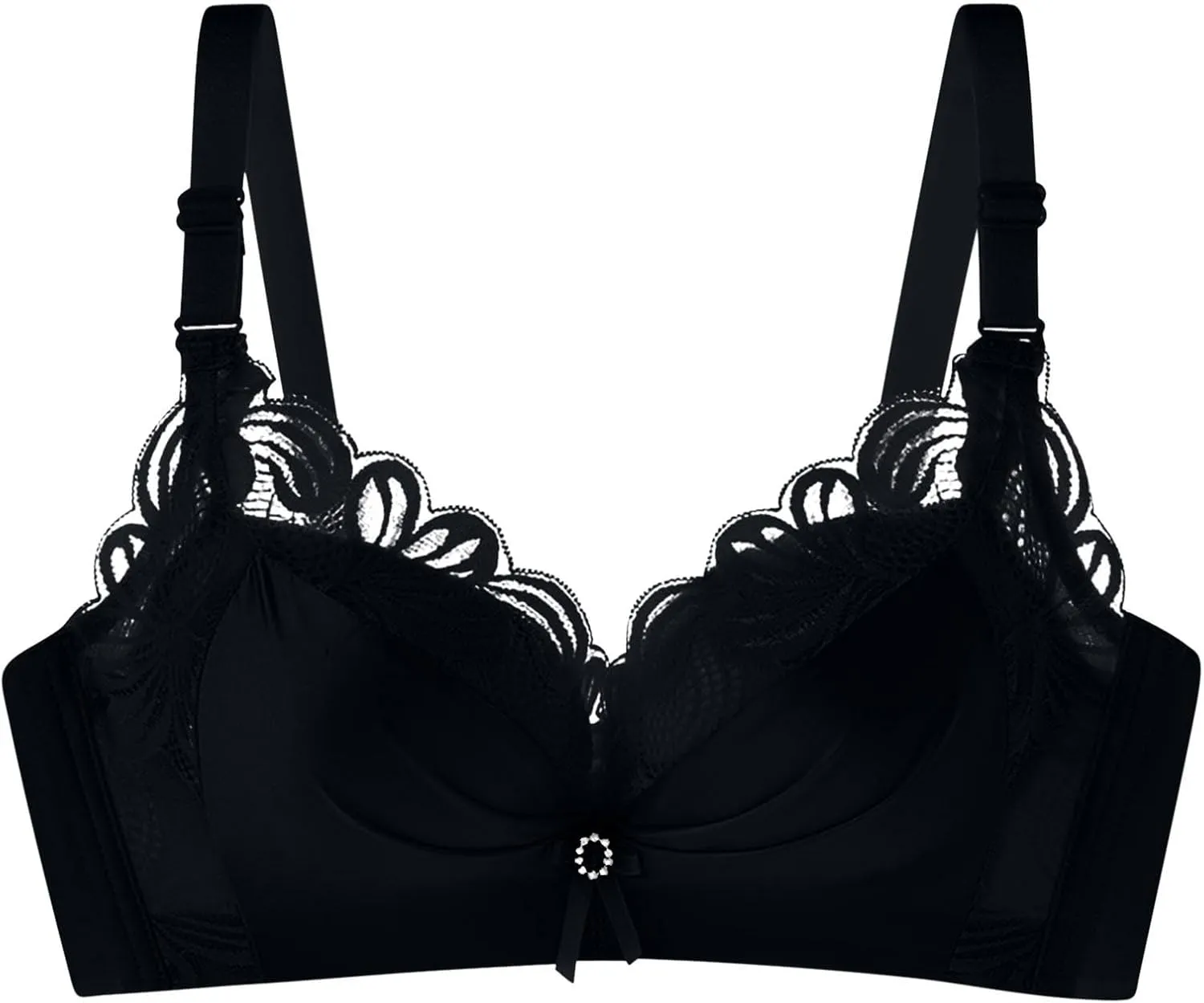 Women's Floral Lace Wireless Push Up Bra Seamless No Underwire Scalloped V Neck Full Coverage Bralettes Comfort Bras