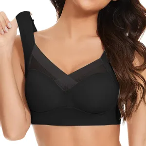 Womens Full Coverage Lace Bra Comfort Wireless Push Up Posture Correcting Stretch Bra Plus Size No Underwire Bra