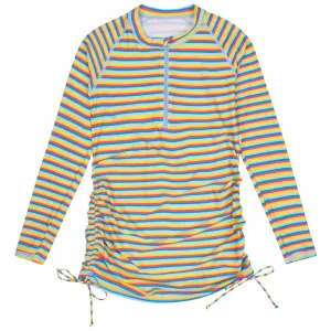 Women's Half Zip Swim Dress Cover Up | "Sunny Stripe"