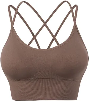 Womens High Impact Sports Bra Back Lace Hollow Out Soft Bras Solid Color Racerback Yoga Bra Underwear for Workout
