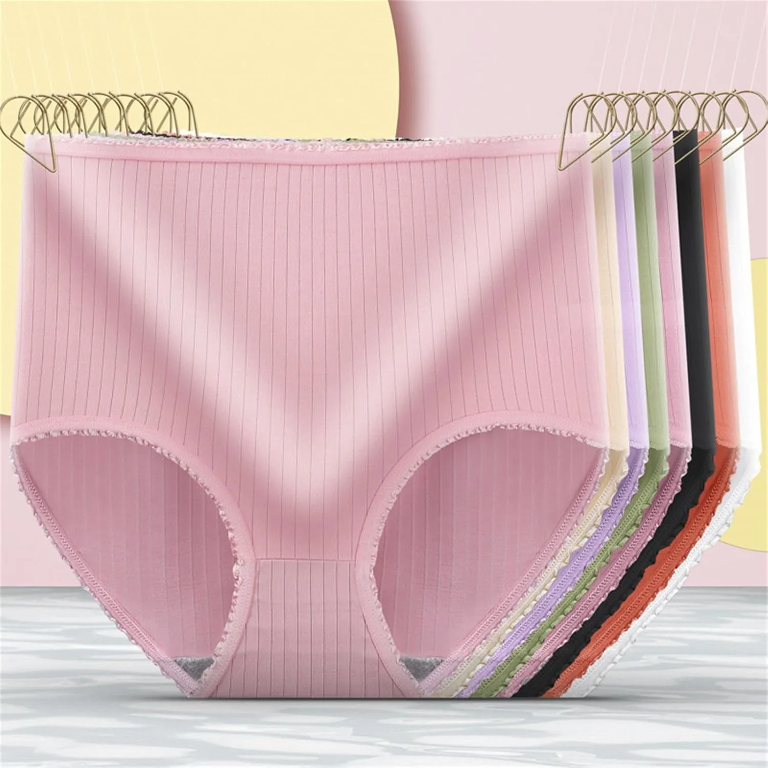 Womens High Waist Underwear Seamless Sexy Ladies Stretch Full Coverage Briefs Absorbent Solid Breathable Briefs