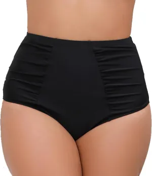 Women's High Waisted Bikini Bottoms Ruched Swim Bottoms Full Coverage Tankini Swimsuits Bottoms