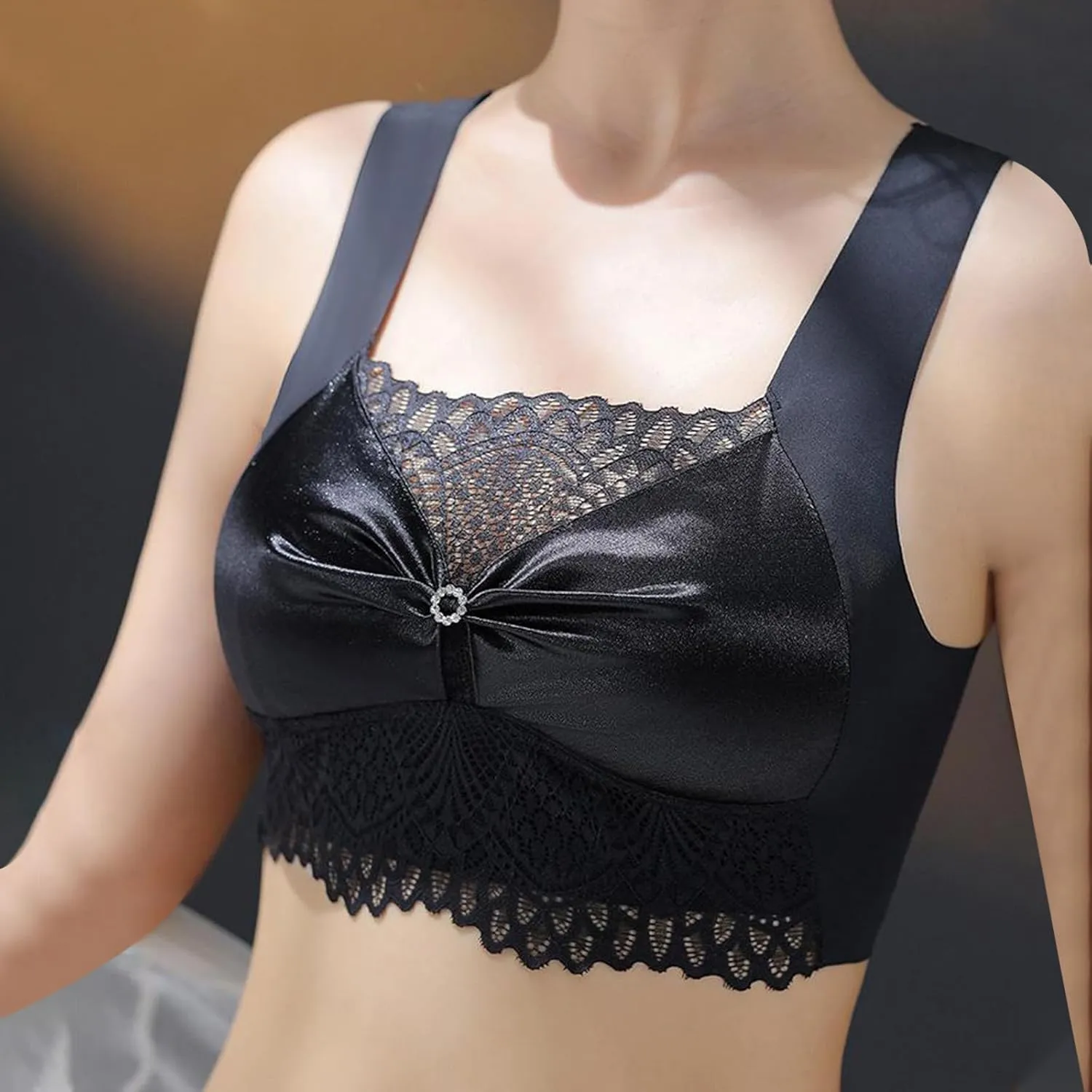 Womens Lace Push Up Bras Plus Size No Underwire Full-Coverage Comfort Bralettes Breathable Wide Straps Wireless Bra