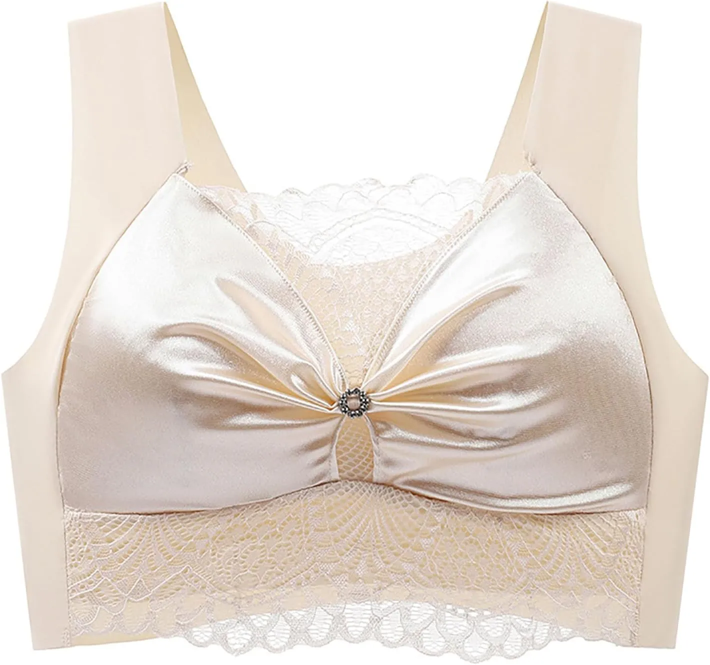 Womens Lace Push Up Bras Plus Size No Underwire Full-Coverage Comfort Bralettes Breathable Wide Straps Wireless Bra