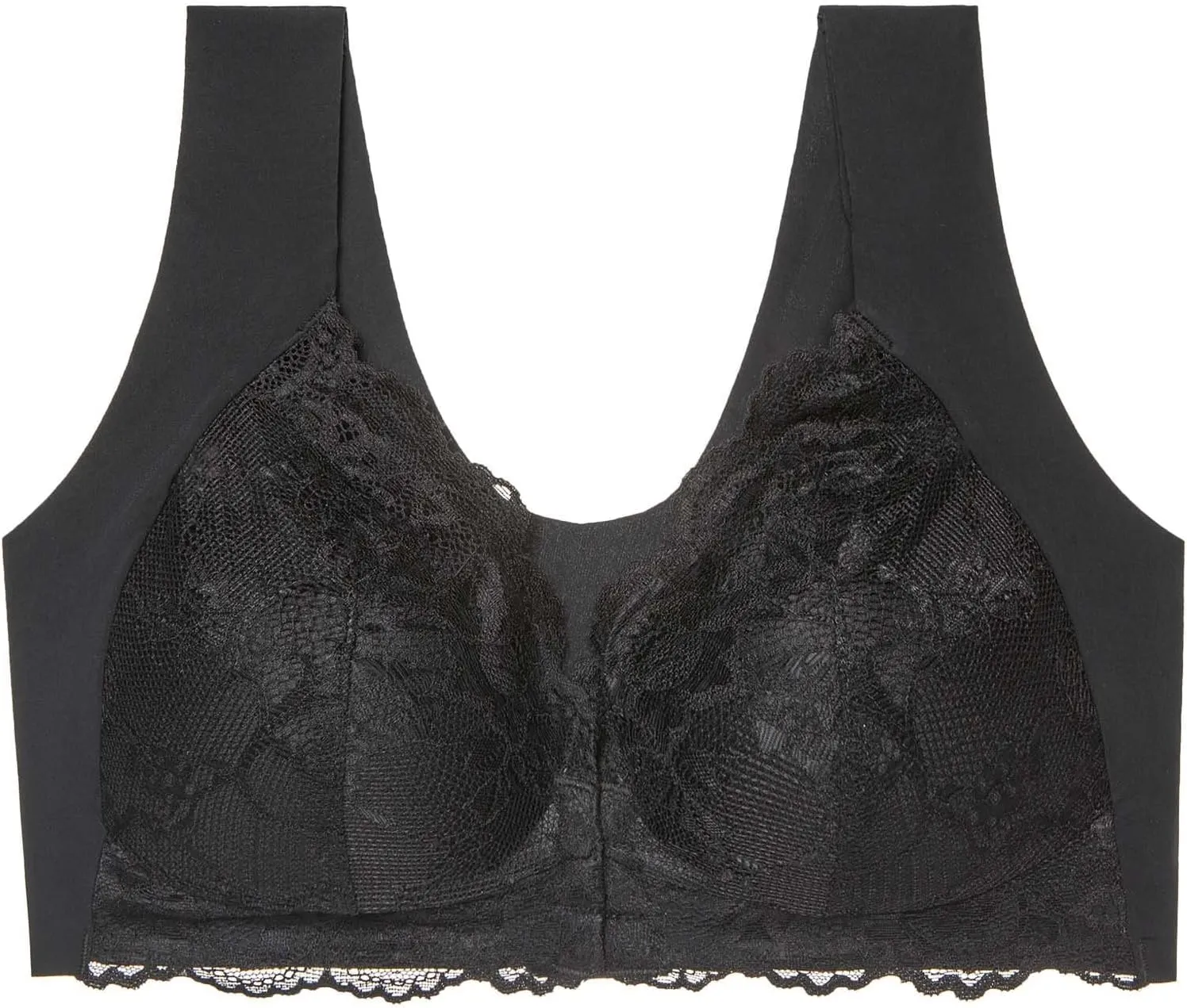 Womens Lace Seamless Bras Push Up Front Closure Stretchy Bra Beauty Back Wireless V Neck Everyday Comfy Underwear
