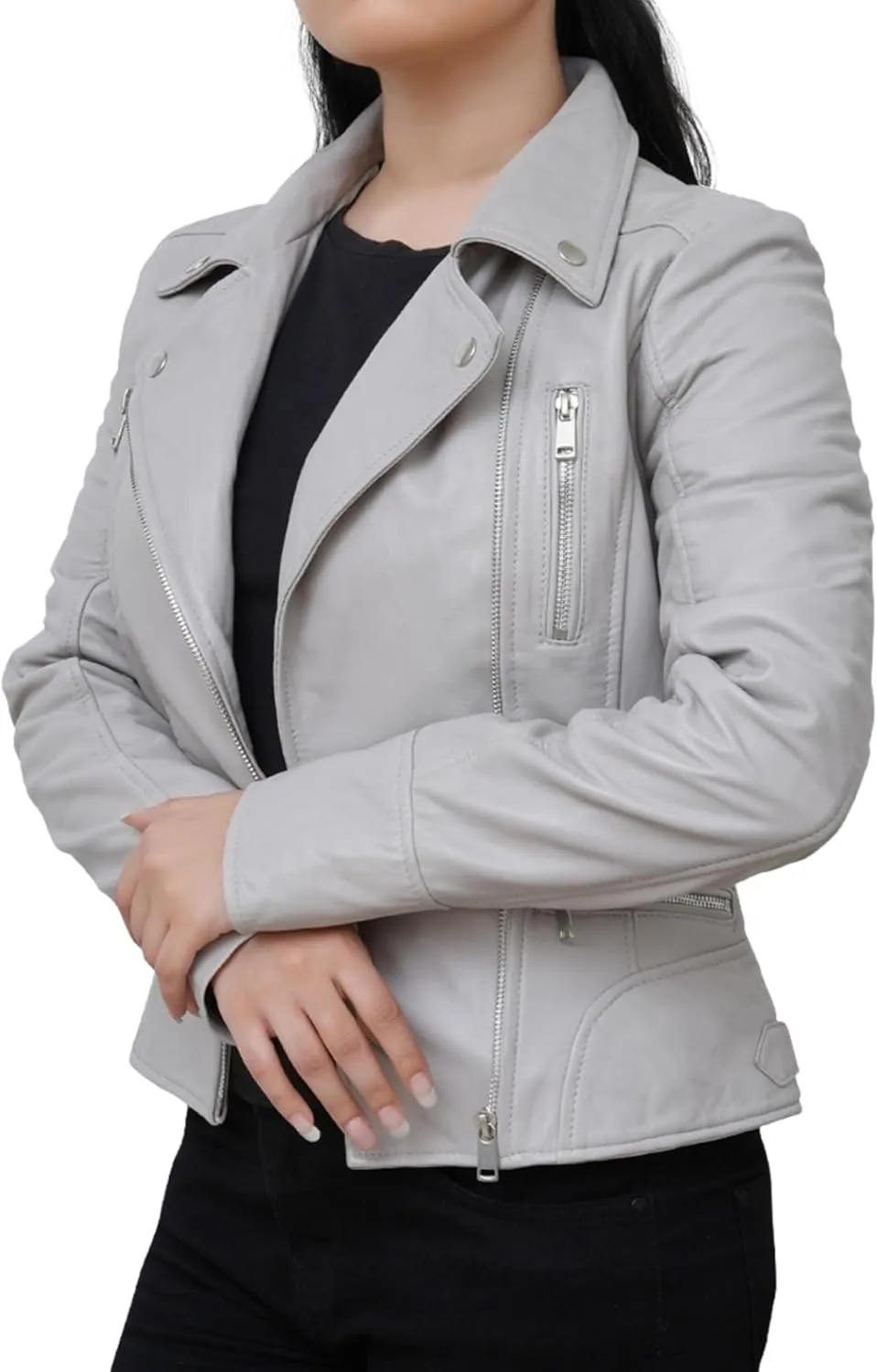 Women's Leather Jacket | 100% Real Lambskin Leather Handmade Motorcycle Jacket Viscose Inner Lining
