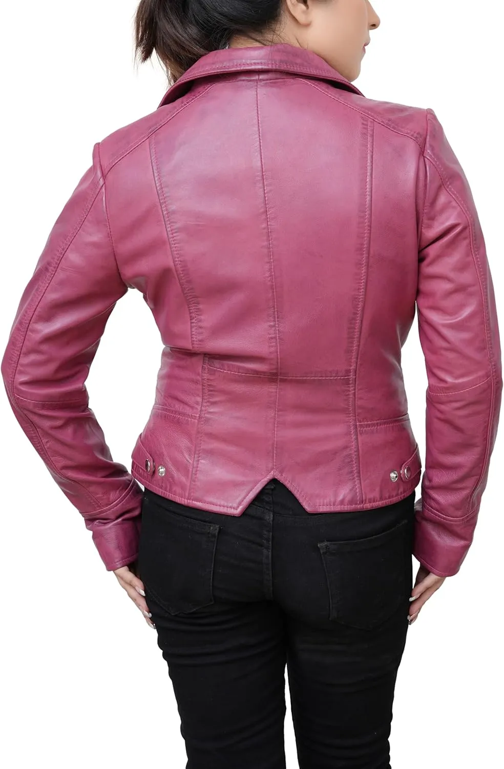 Women's Leather Jacket | 100% Real Lambskin Leather Handmade Motorcycle Jacket Viscose Inner Lining