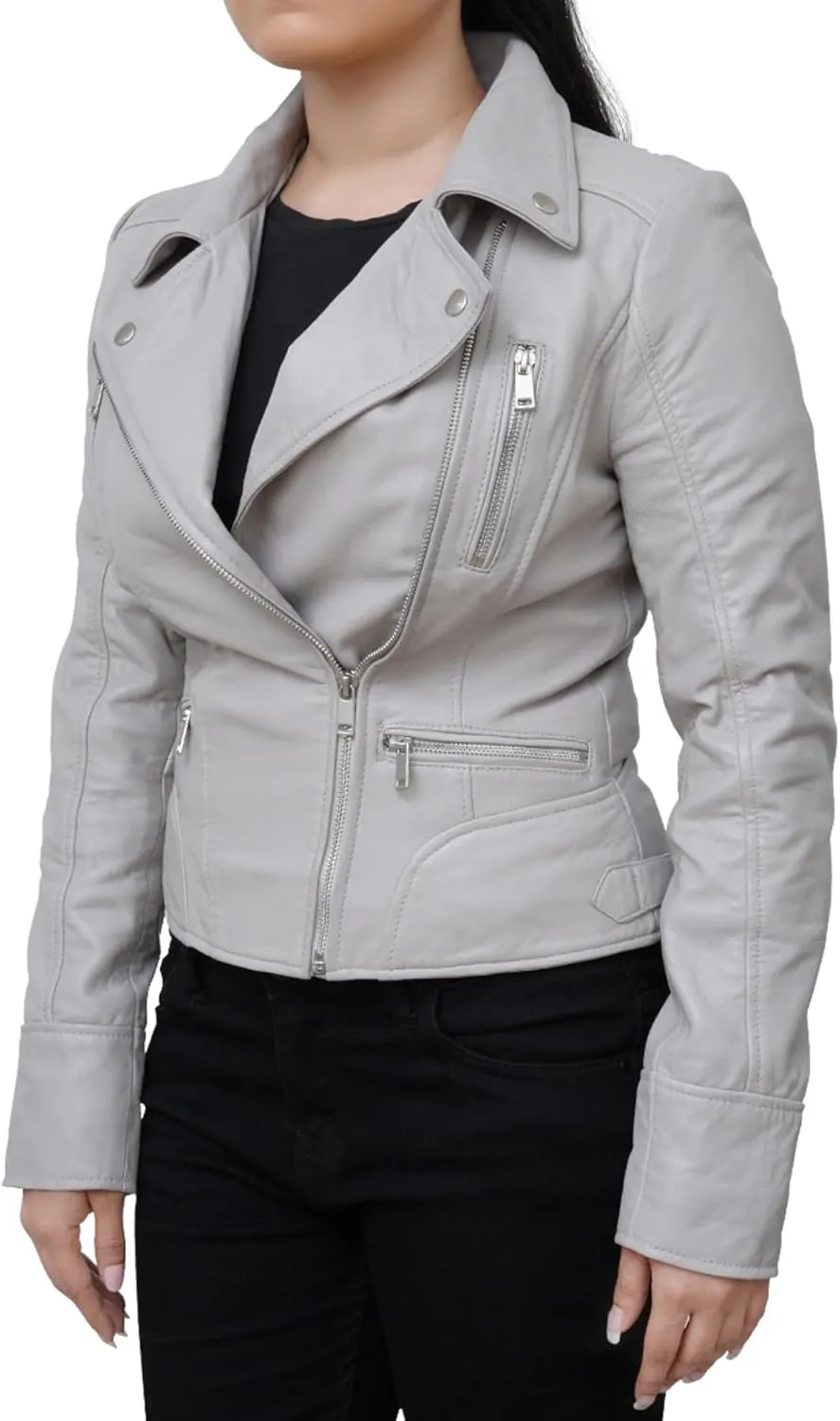 Women's Leather Jacket | 100% Real Lambskin Leather Handmade Motorcycle Jacket Viscose Inner Lining
