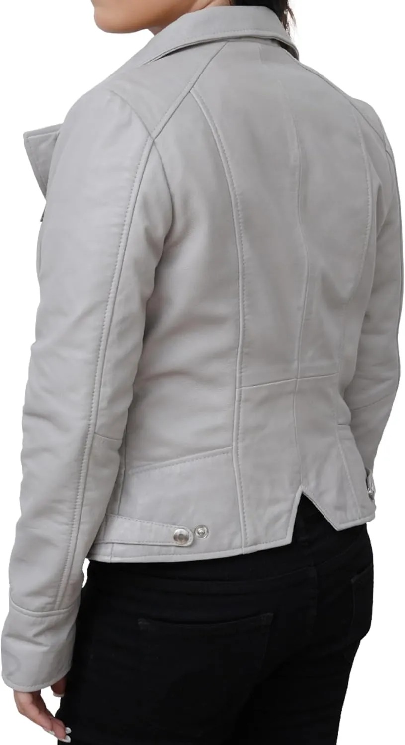 Women's Leather Jacket | 100% Real Lambskin Leather Handmade Motorcycle Jacket Viscose Inner Lining
