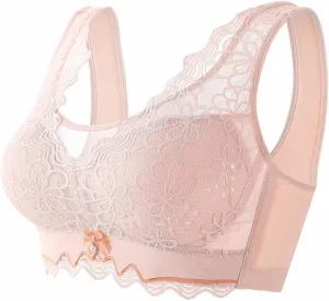 Women's Mesh Floral Lace Wirefree Bras Full Coverage No Underwire Everyday Comfortable Bra Seamless Push Up Bralettes
