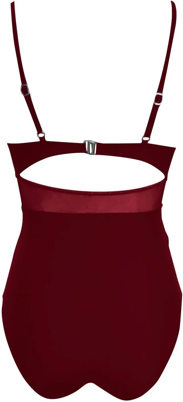 Women's Mesh One Piece Swimsuit Twist Front Tummy Control Swimwear Push Up Slimming Adjustable Straps Bathing Suits