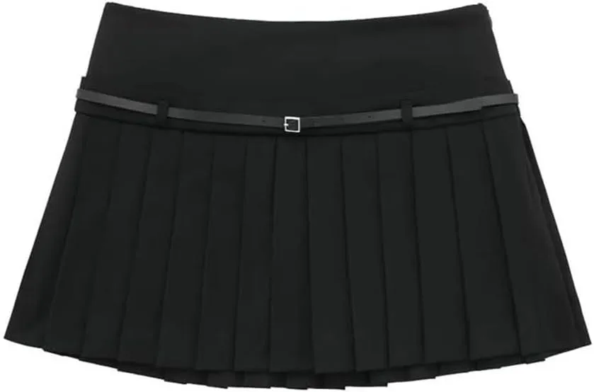 Women's Mid-Rise Office Pleated Mini Skirt
