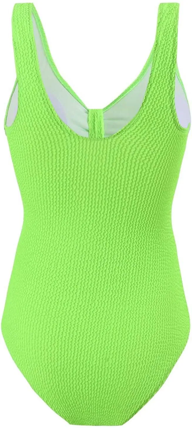 Womens Modest Swimsuits Fashion Solid V Neck Tummy Control Bathing Suits Backless Sexy Padded 2025 Summer Swimwear