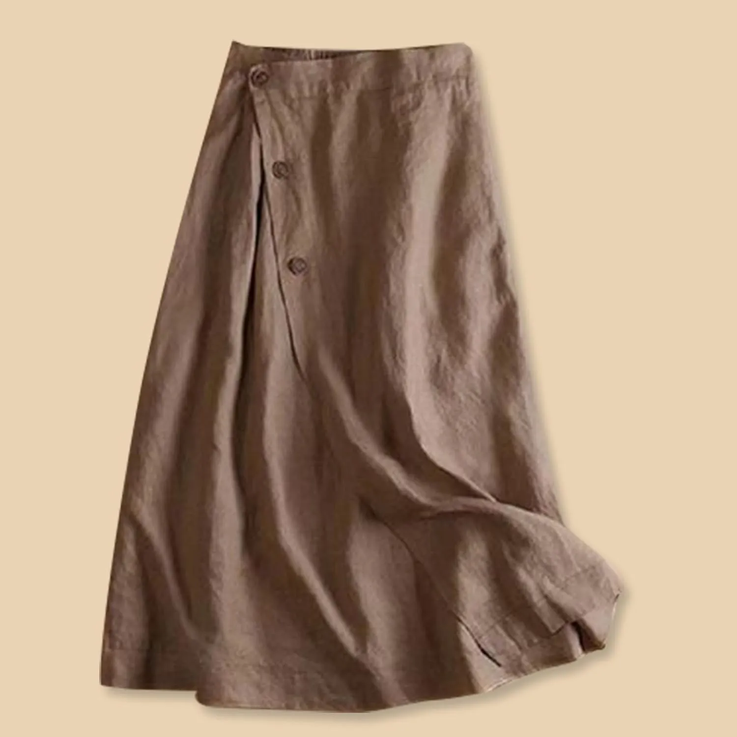 Women's New Casual A Line Dress Summer Cotton and Linen Medium Length Elastic Waist Large Swing Skirts for Women