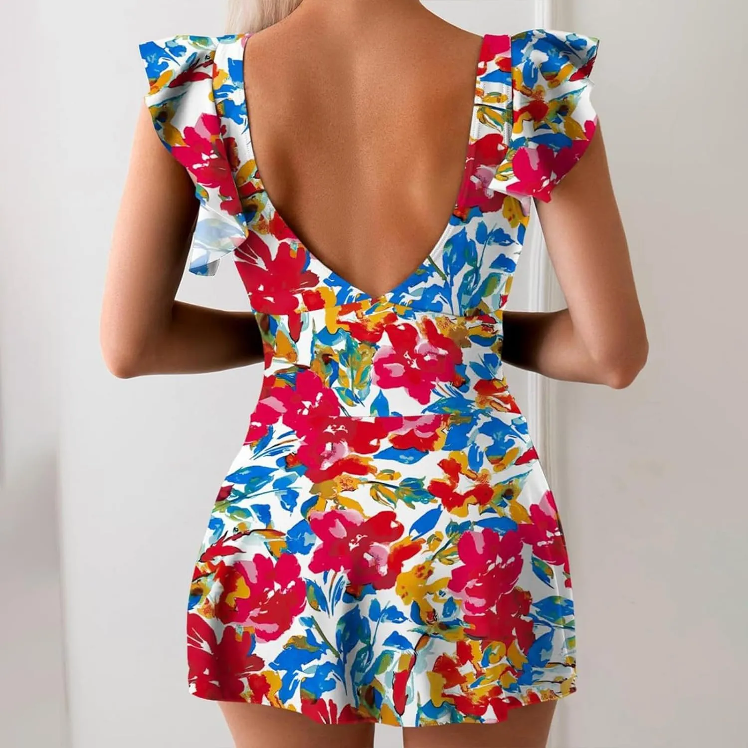 Womens One Piece Swimsuit Lace Print Split Solid Color Swimsuit Color Block One Piece Swim Suits Womens Tummy