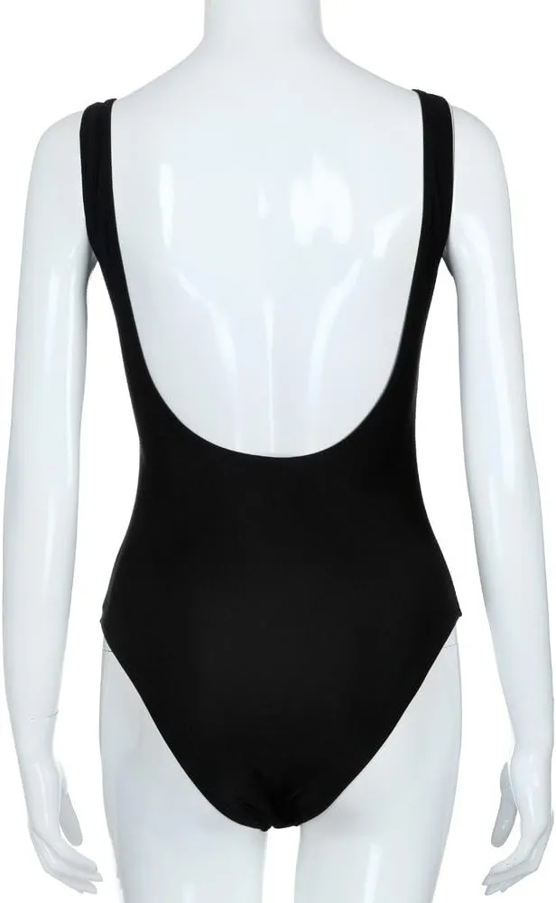 Women's one Piece Swimsuit Push Up Tummy Control Solid Color Slim Fit Backless Swimwear Athletic Training Bathing