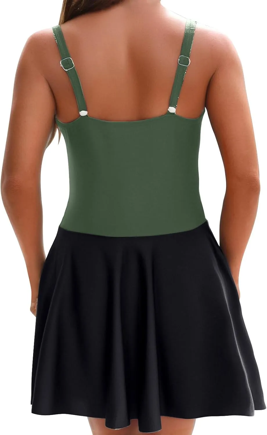 Womens One Piece Swimsuit Tummy Control Bathing Suit Criss Cross Swim Dress Slit Tie Sexy Backless Swimwear Skirt