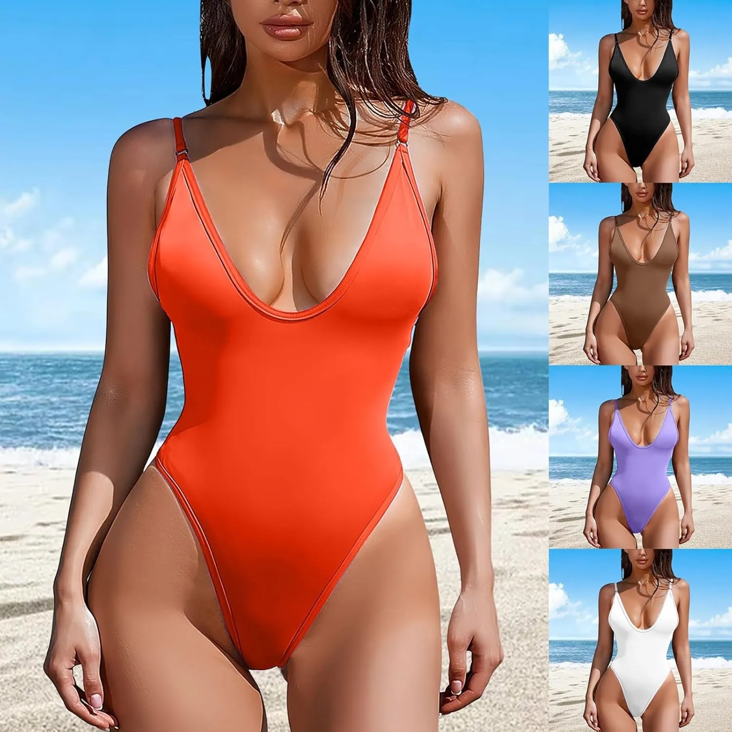 Women's One Piece Swimsuit Tummy Control Ruched Bathing Suit Deep V Neck Criss Cross Backless Swimwear 2025
