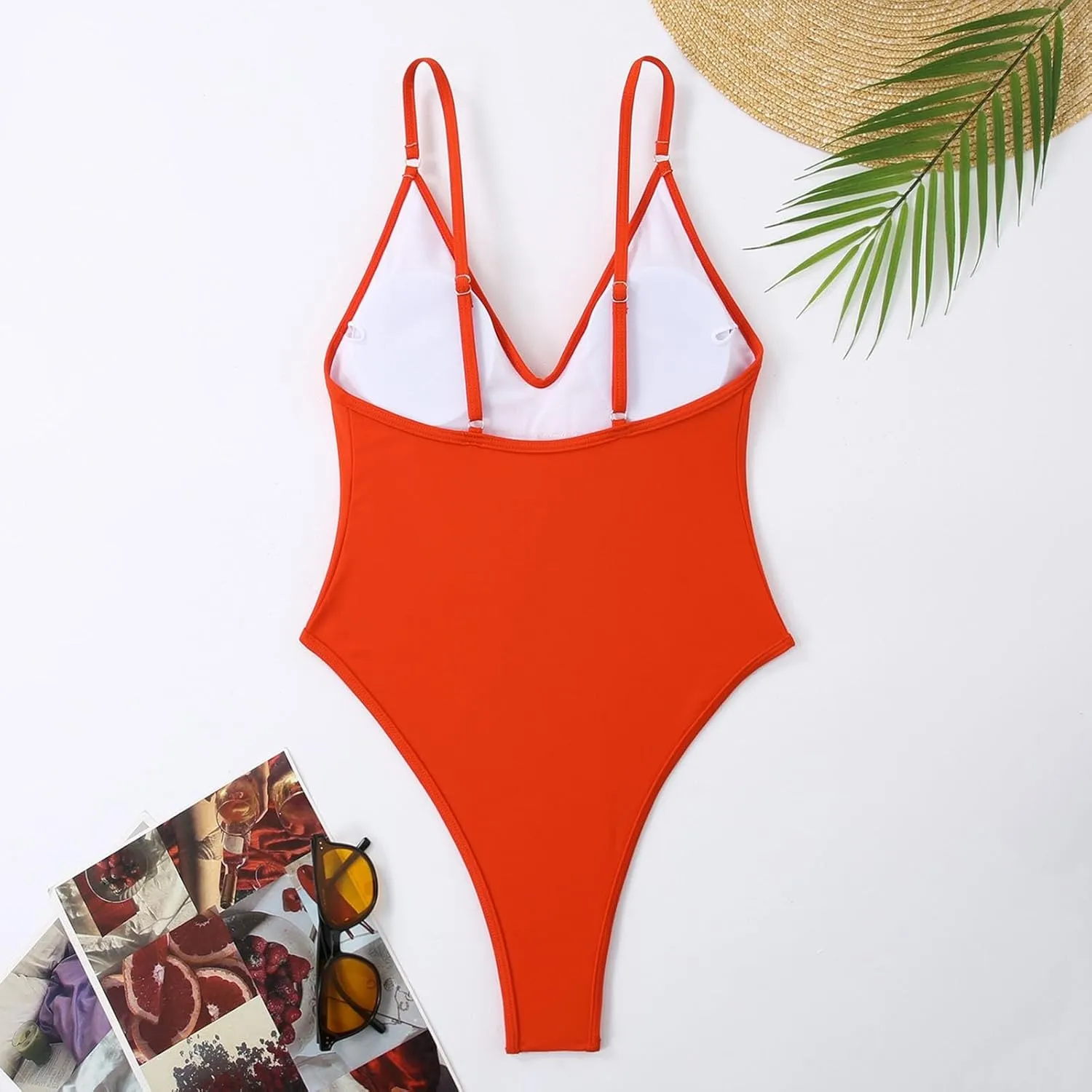 Women's One Piece Swimsuit Tummy Control Ruched Bathing Suit Deep V Neck Criss Cross Backless Swimwear 2025