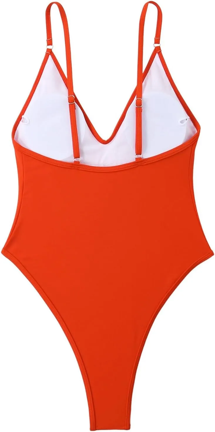 Women's One Piece Swimsuit Tummy Control Ruched Bathing Suit Deep V Neck Criss Cross Backless Swimwear 2025