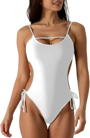 Women's One Piece Swimsuits Cut Out Strap Swimwear Tummy Control Monokini Backless Bathing Suit Sexy