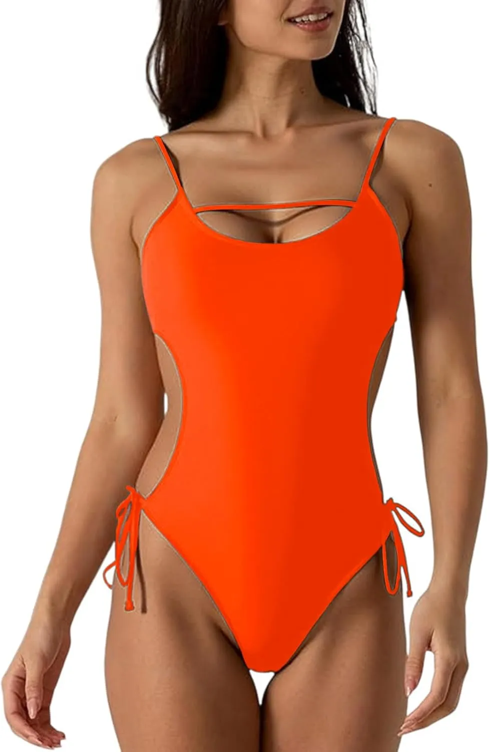 Women's One Piece Swimsuits Cut Out Strap Swimwear Tummy Control Monokini Backless Bathing Suit Sexy