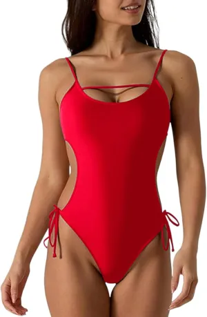 Women's One Piece Swimsuits Cut Out Strap Swimwear Tummy Control Monokini Backless Bathing Suit Sexy