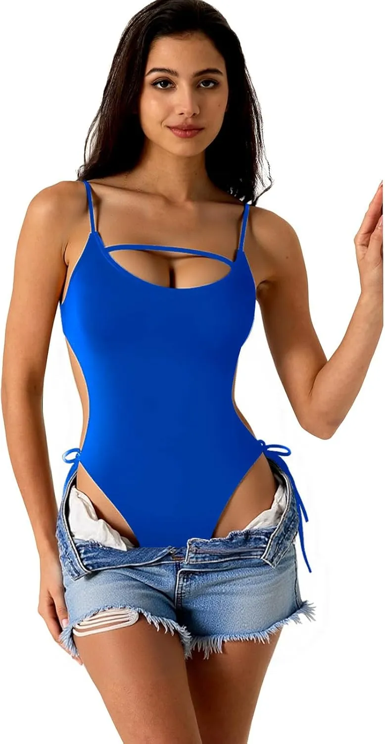Women's One Piece Swimsuits Cut Out Strap Swimwear Tummy Control Monokini Backless Bathing Suit Sexy