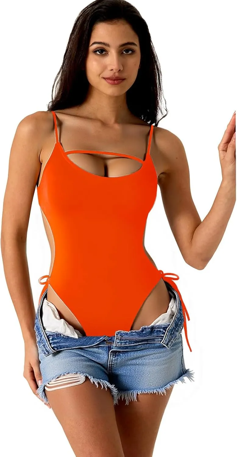 Women's One Piece Swimsuits Cut Out Strap Swimwear Tummy Control Monokini Backless Bathing Suit Sexy