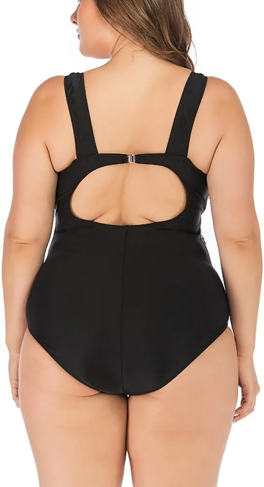 Women's One-Piece Swimsuits Plus Size Monokini Bathing Suits Tummy Control Swimwear Backless Bathing Suit