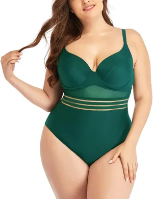 Women's One-Piece Swimsuits Plus Size Monokini Bathing Suits Tummy Control Swimwear Backless Bathing Suit