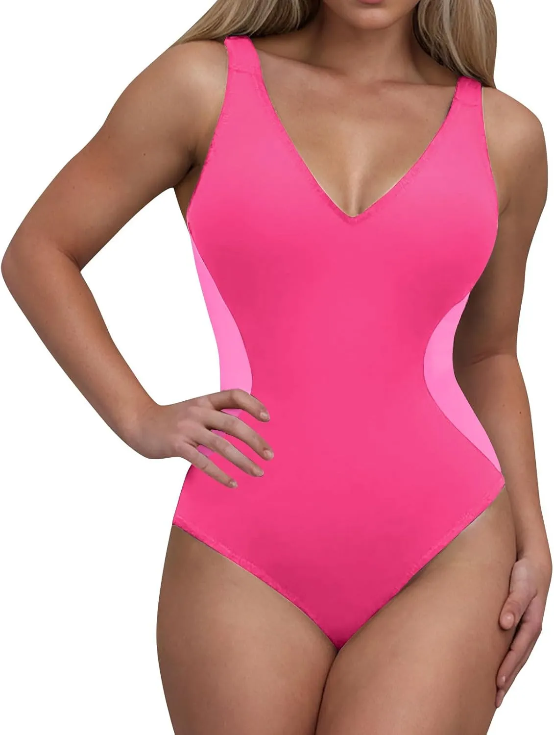 Womens One Piece Swimsuits Tummy Control Bathing Suit Solid Color Swimwear Backless Swimsuits Modest Bathing Suit