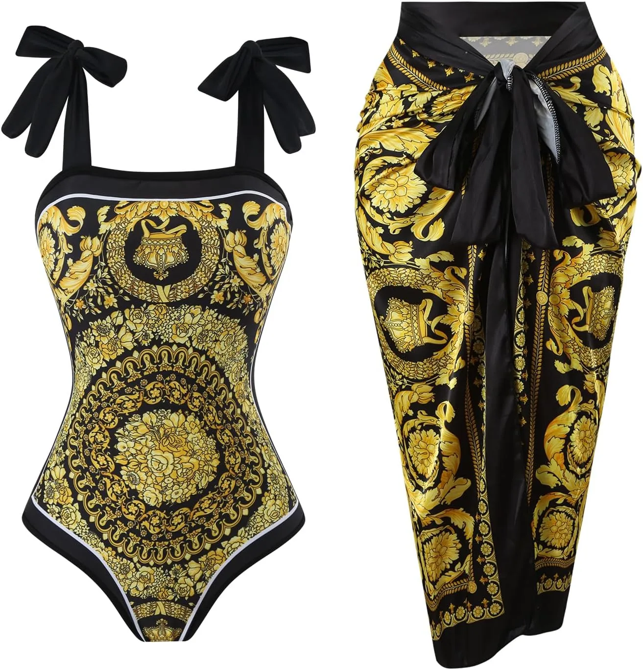 Women's One-Piece Swimsuits with Beach Cover Up Retro Swimsuit for Women with Cover Up Bathing Suits for Women