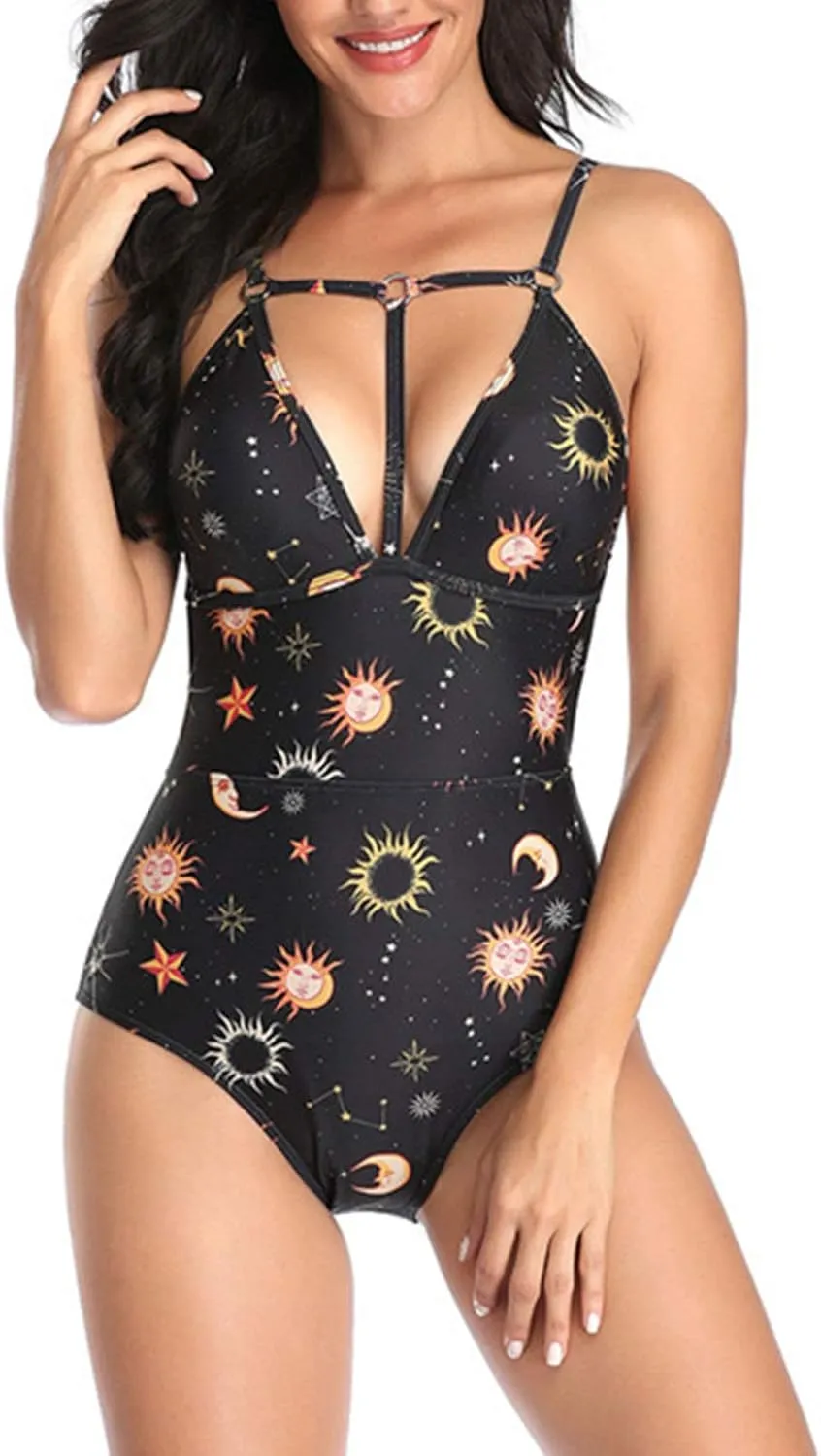 Women's One Piece Tummy Control Monokini Backless Swimsuits Hollow Out Bathing Suit