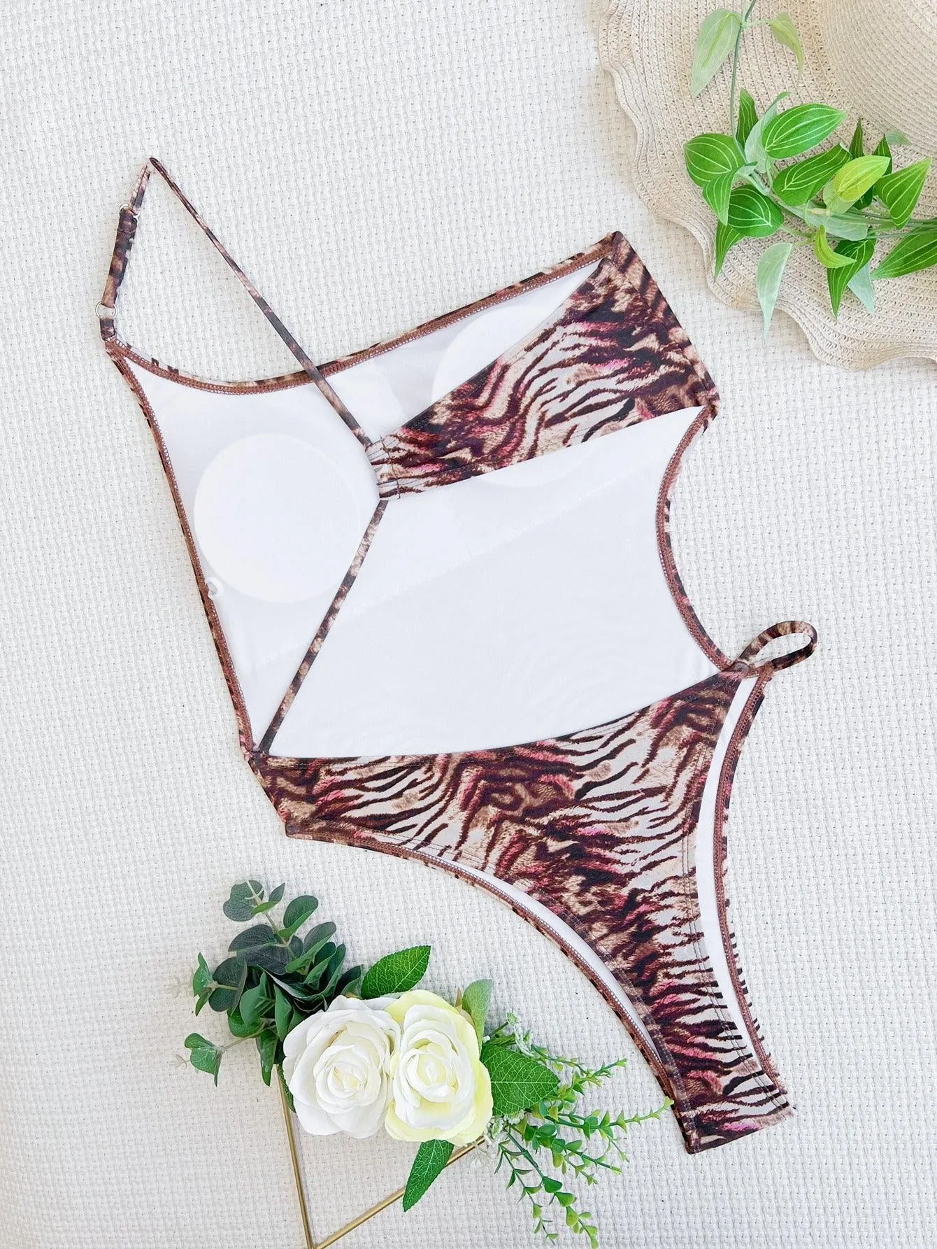 Women's One-Shoulder Leopard Print Swimsuit - GFIT SPORTS Sexy One Piece Swimwear